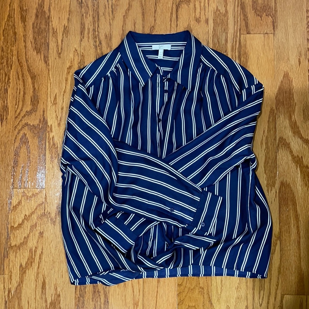 JOIE Striped Navy Silk Shirt